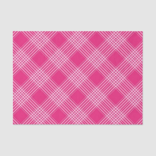 Bright Pink Plaid Pattern Tissue Paper (Front)