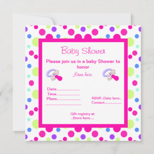 BRIGHT PINK POLKA DOT BABY SHOWER INVITATION