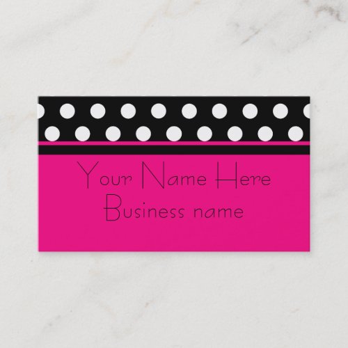 Bright Pink Polka Dot Business Card