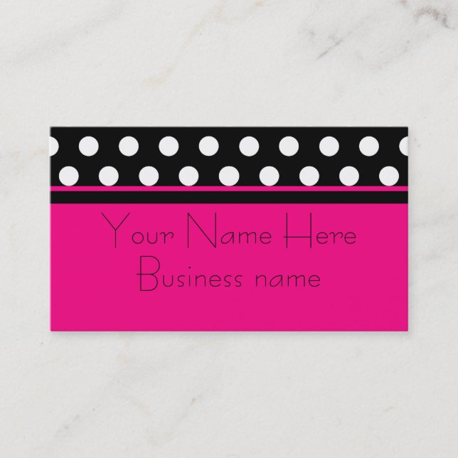 Bright Pink Polka Dot Business Card (Front)