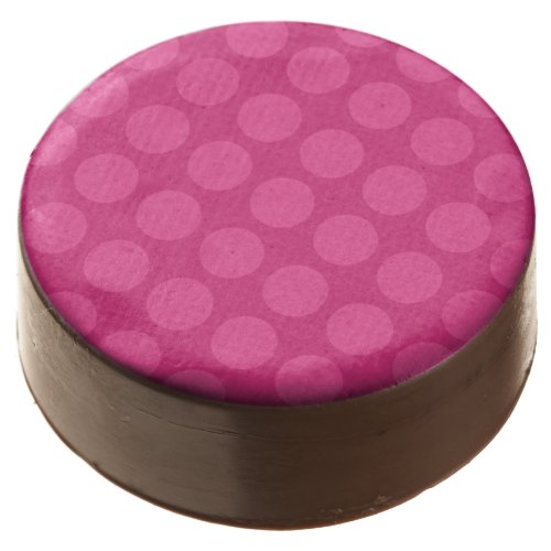 Bright Pink Polka Dot Pattern Chocolate Covered Oreo