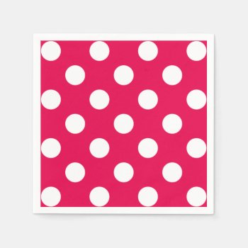 Bright Pink Polka Dot Pattern Paper Napkins by PaintedDreamsDesigns at Zazzle