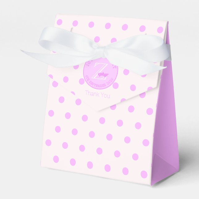 Bright Pink Polka Dots Pinkish White Favor Box (Front Side)