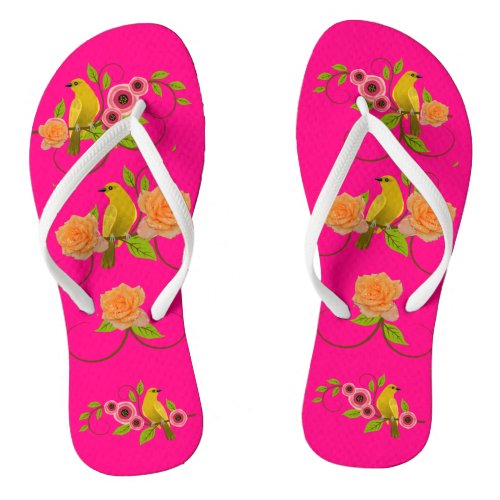 Bright Pink Pool Beach Flip Flops