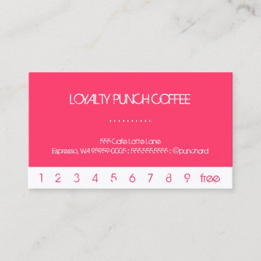 Customizable White Punch Loyalty Coffee Card Business Card
