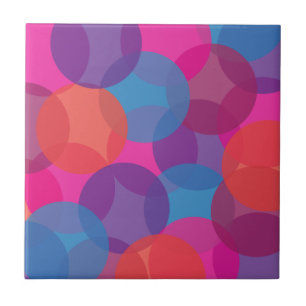 Bright Pink, Purple, Blue & Orange Design Ceramic Tile