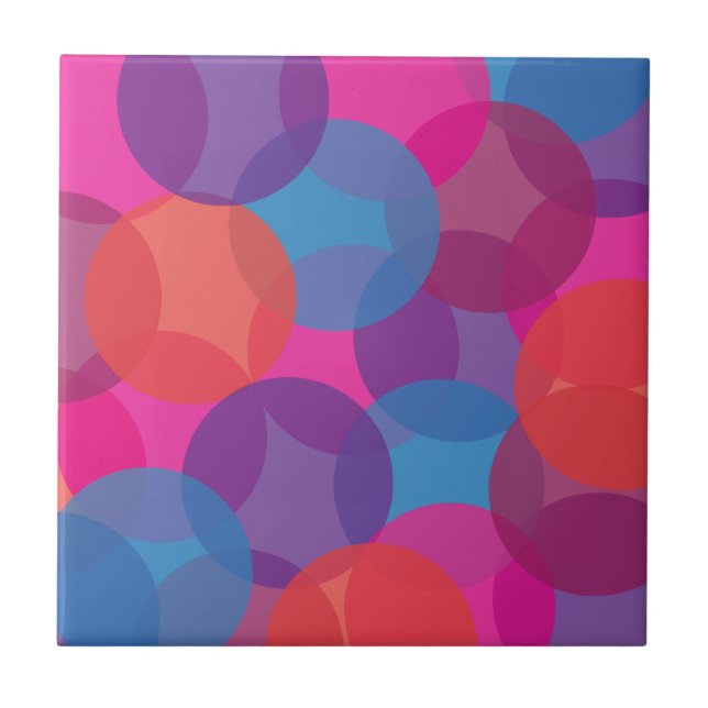 Bright Pink, Purple, Blue & Orange Design Ceramic Tile (Front)