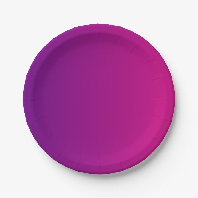 BRIGHT Pink + Purple Gradient Color Paper Plates (Front)