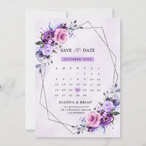 Bright Pink Purple Watercolor Flowers Save The Date