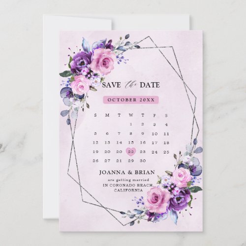 Bright Pink Purple Watercolor Flowers Save The Date