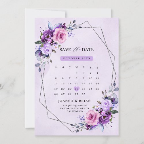 Bright Pink Purple Watercolor Flowers Save The Date