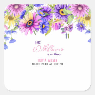 Bright pink purple wildflower is on its way #4 square sticker