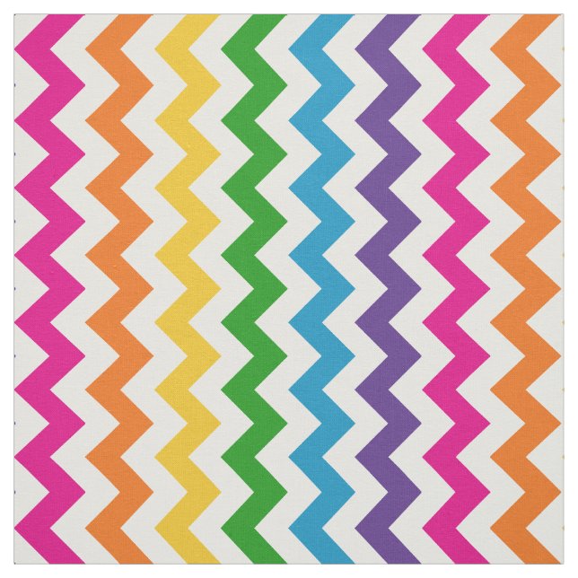 Bright Pink Rainbow Chevron Fabric (Swatch)