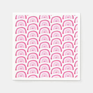 Bright Pink Rainbow Pattern Napkins