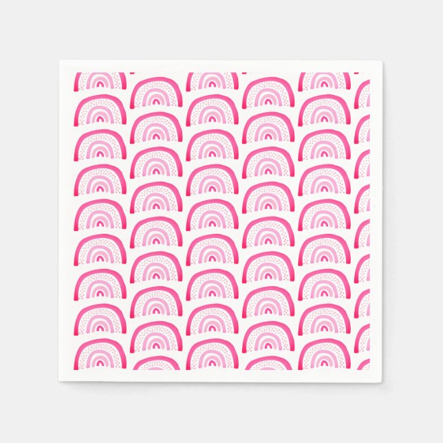  Bright Pink Rainbow Pattern Napkins (Front)
