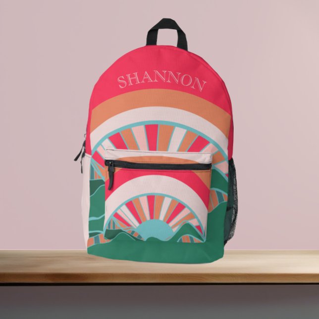 Bright Pink Rainbow  Printed Backpack (Creator Uploaded)