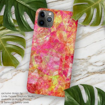 Bright Pink Red Orange Yellow Polygon Mosaic Art Iphone 11 Pro Max Case by AllCoolTens at Zazzle