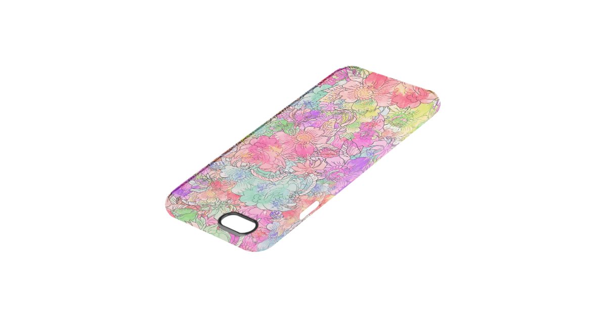 Bright Pink Red Watercolor Floral Drawing Sketch Clear iPhone 6/6S Case ...