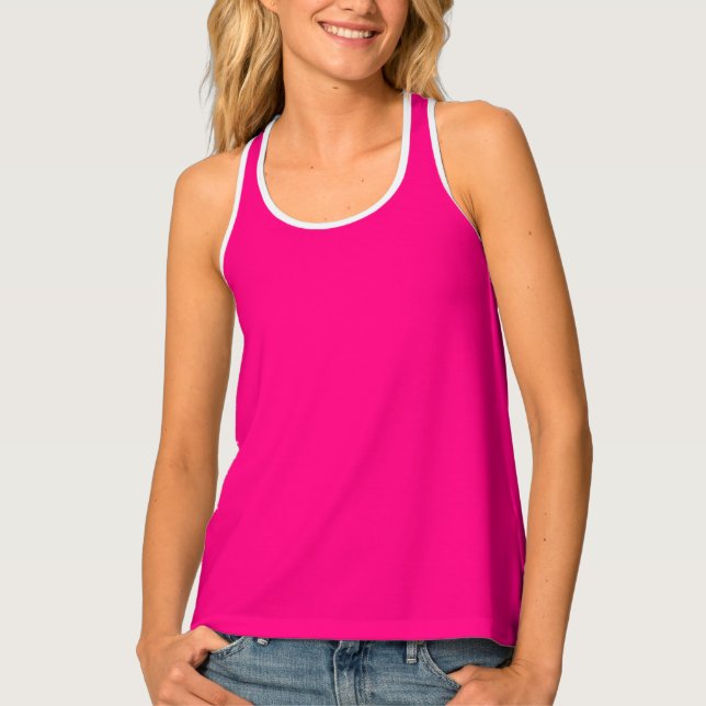 Bright Pink Rose hex code FF007F Tank Top (Front)