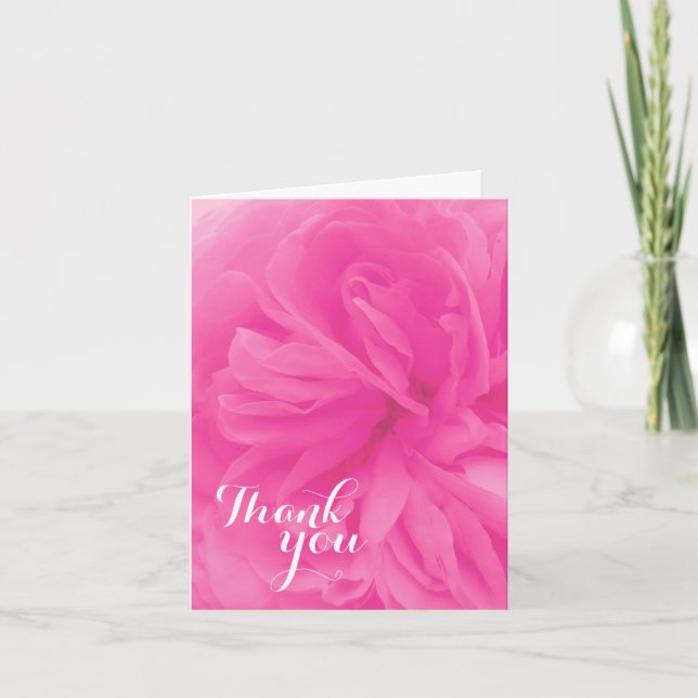 Bright pink rose thank you friend card (Front)