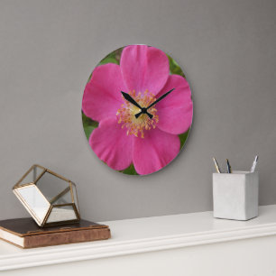 Bright Pink Rose Wall Clock