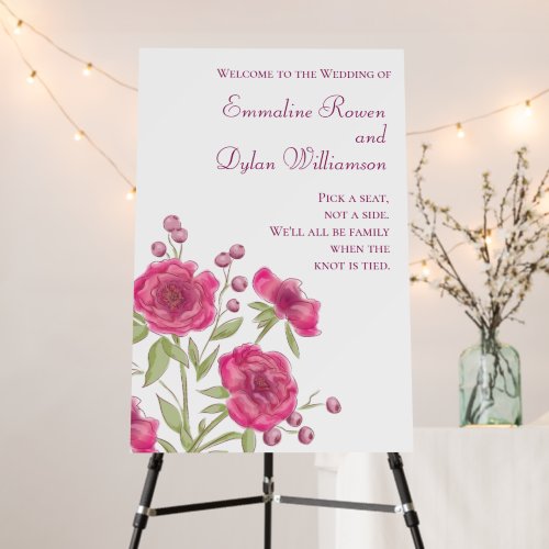 Bright Pink Rose Wedding Ceremony Sign