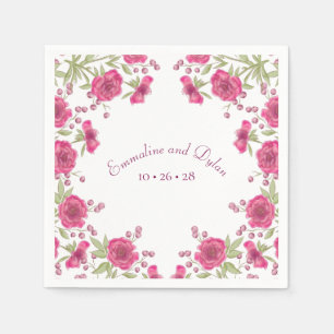 Bright Pink Rose Wedding Napkins
