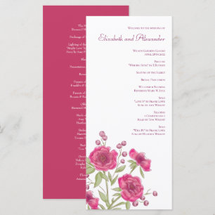 Bright Pink Rose Wedding Programs