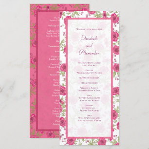 Bright Pink Rose Wedding Programs