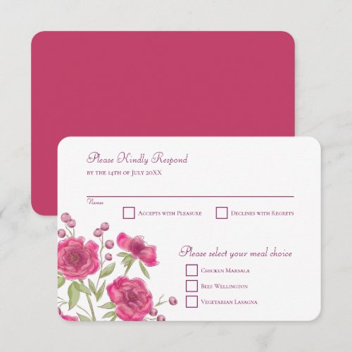 Bright Pink Rose Wedding RSVP Reply