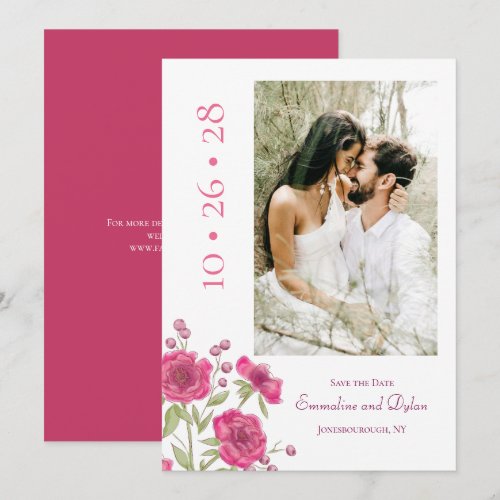 Bright Pink Rose Wedding Save the Date