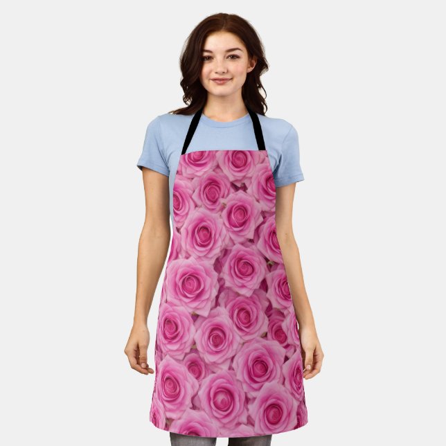Bright Pink Roses Apron (Worn)