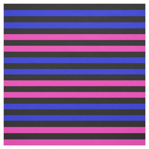 Bright pink, Royal Blue, midnight black stipe Fabric