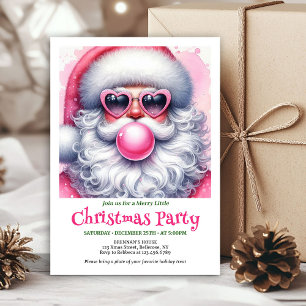 Bright pink santa chewing gum watercolor invite
