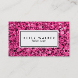 Bright pink sequin business card