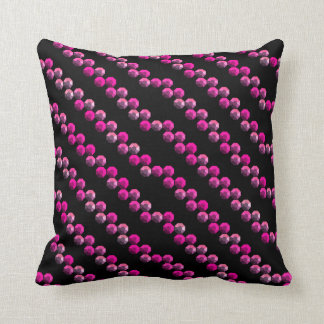 Bright Pink Sequin Stripes On Black Throw Pillows