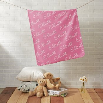 Bright Pink Simple Girl Personalized Name Baby Blanket by TintAndBeyond at Zazzle