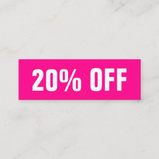 Bright pink simple modern trendy discount card