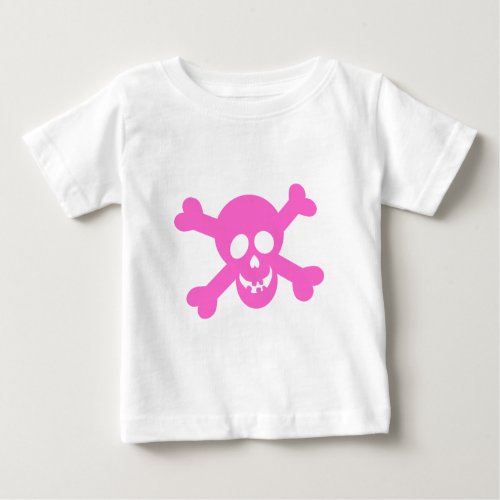 Bright Pink Skull  Crossbones Baby T_Shirt