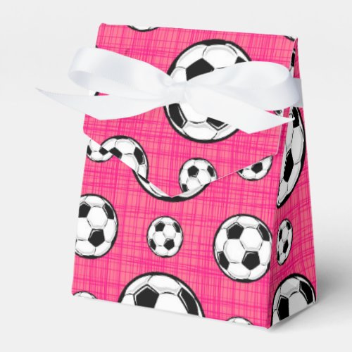 Bright Pink Soccer Ball Pattern Favor Boxes