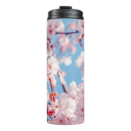 Bright Pink Spring Cherry Blossom Photo Thermal Tumbler