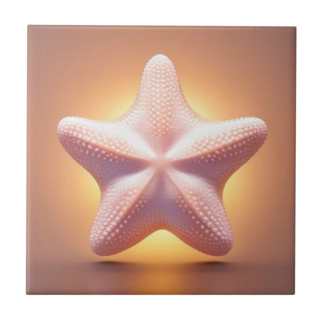 Bright Pink Starfish Ceramic Tile (Front)