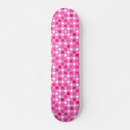 Bright Pink Starry Night Skateboard