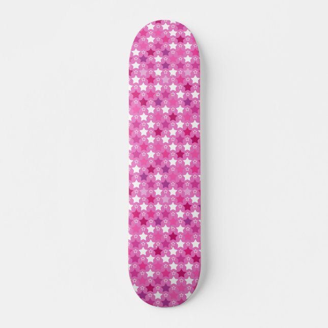 Bright Pink Starry Night Skateboard (Front)