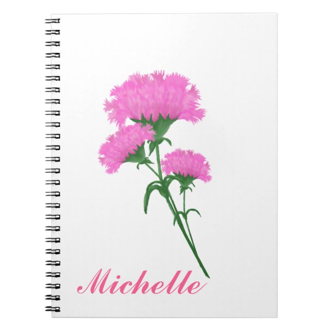 Bright Pink Summer Carnations Notebook (Front)