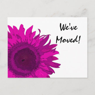 Bright Pink Sunflower Change of Address Announcement Postcard