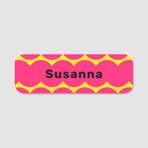 Bright Pink Sunshine Yellow Squiggle Magnetic Name Tag