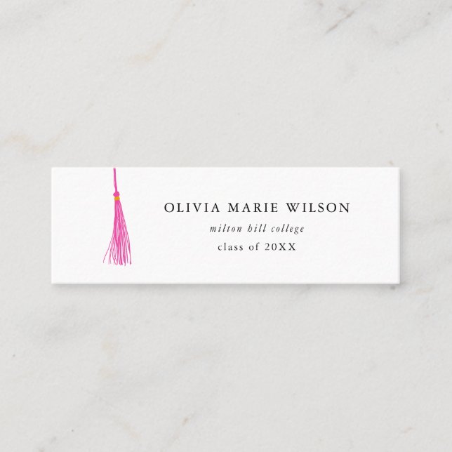 Bright Pink Tassel Graduation Name Card (Front)
