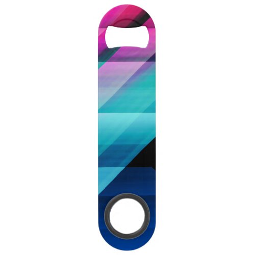 Bright Pink Teal and Blue Geometric Pattern Speed Bottle Opener