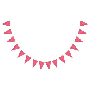 Bright pink textile design featuring a central blu bunting flags